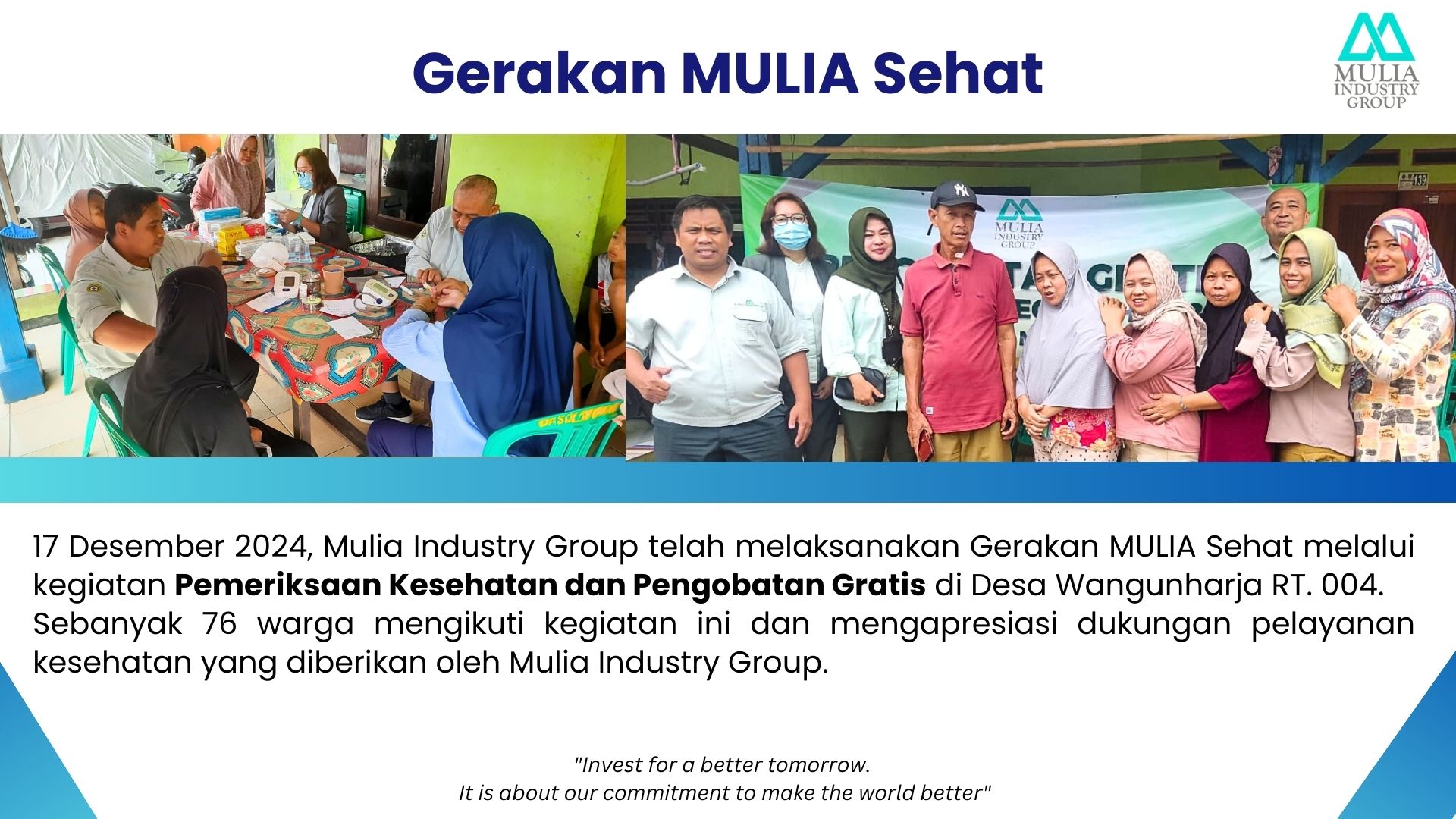 Gerakan MULIA Sehat: Pemeriksaan Kesehatan & Pengobatan Gratis